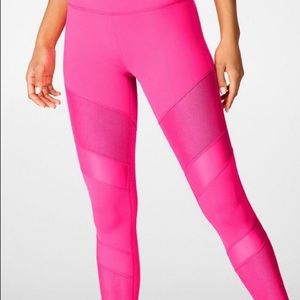 Fabletics hot pink leggings with fun sheer panels!